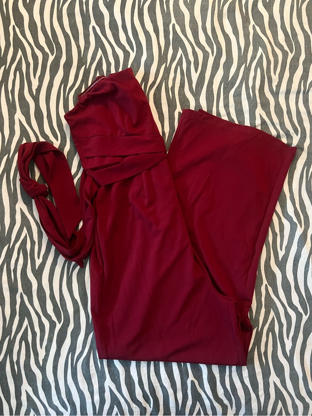 Women's Burgundy Strapless Jumpsuit